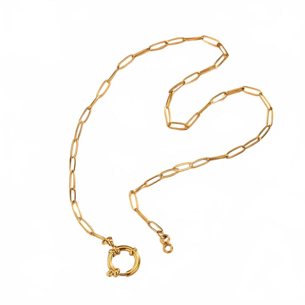 NEW JOSSLYN BY WALL TO WALL women's circle pendant necklace in gold